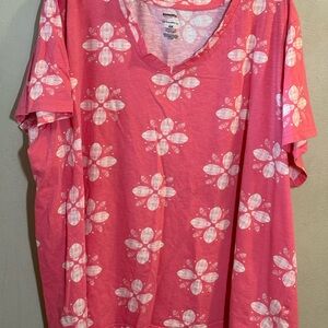 Women’s Sonoma Pink Floral V-Neck SS T Sz 4X